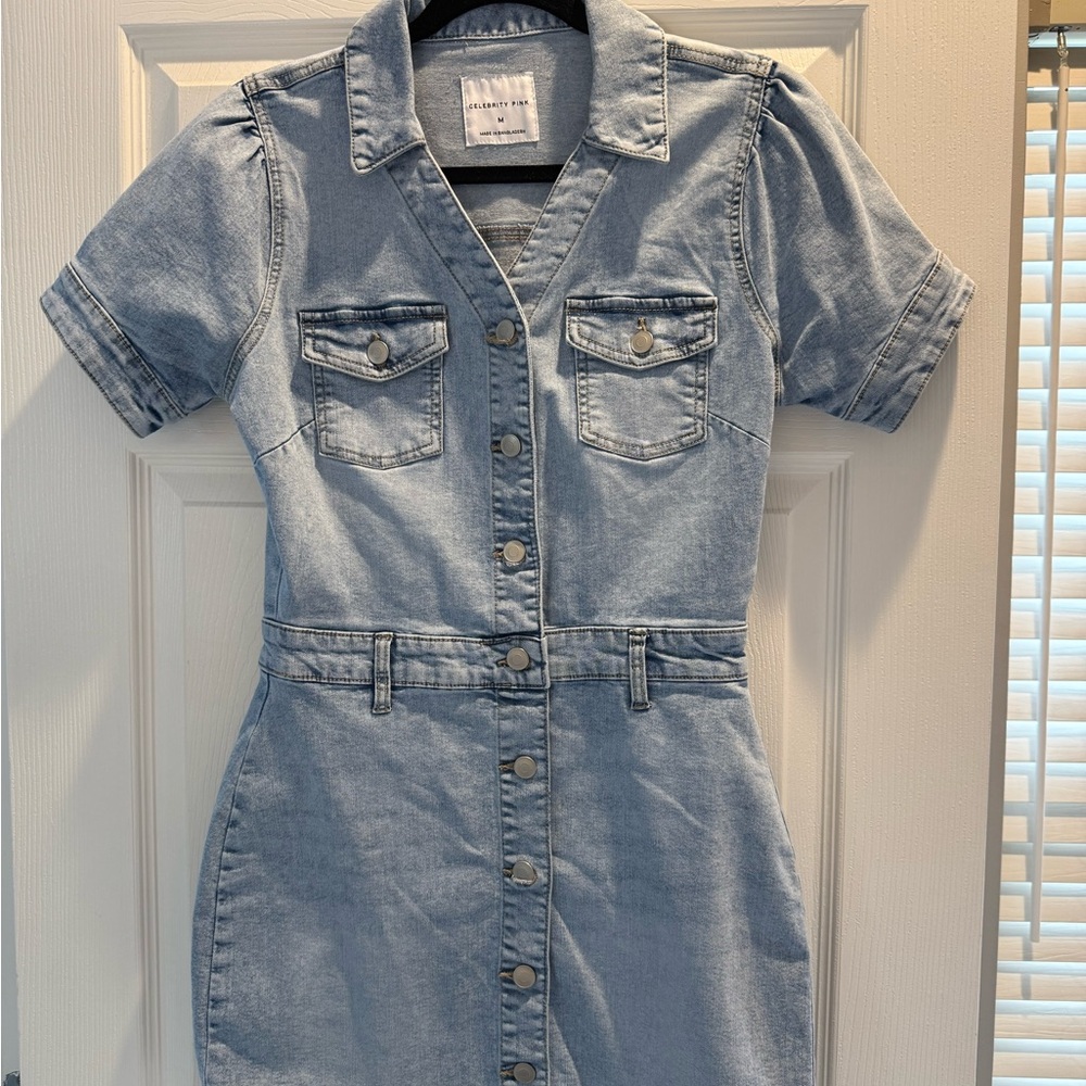 Celebrity Pink Light Blue Denim Mini Dress